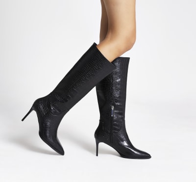 river island black croc boots