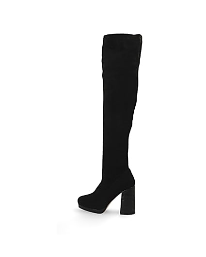 360 degree animation of product Black croc embossed over the knee boots frame-2