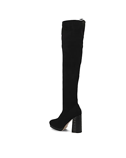 360 degree animation of product Black croc embossed over the knee boots frame-3