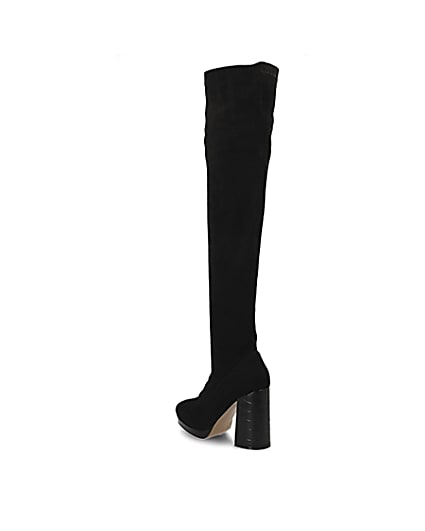 360 degree animation of product Black croc embossed over the knee boots frame-4