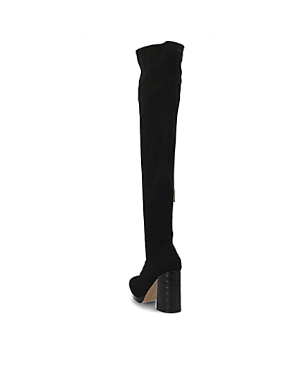 360 degree animation of product Black croc embossed over the knee boots frame-5