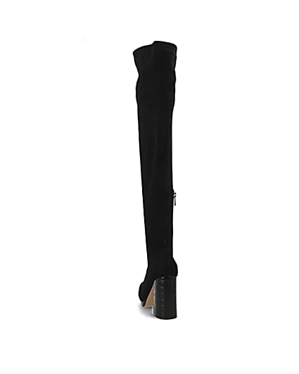 360 degree animation of product Black croc embossed over the knee boots frame-6
