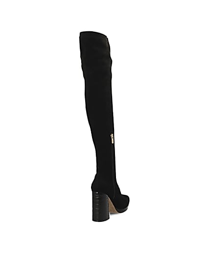 360 degree animation of product Black croc embossed over the knee boots frame-9