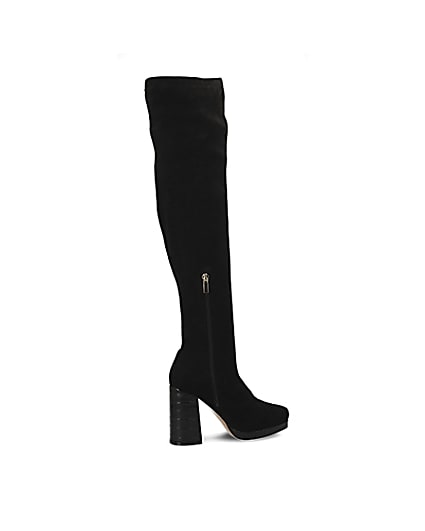 360 degree animation of product Black croc embossed over the knee boots frame-12