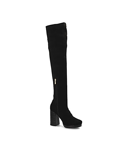 360 degree animation of product Black croc embossed over the knee boots frame-15