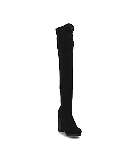 360 degree animation of product Black croc embossed over the knee boots frame-17