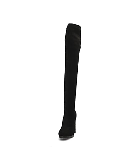 360 degree animation of product Black croc embossed over the knee boots frame-20