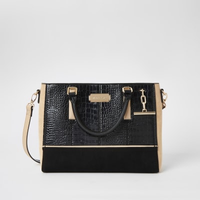 river island black croc bag