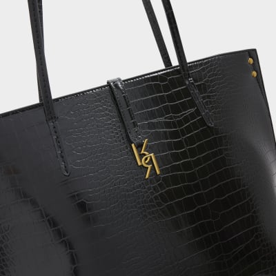 River island black croc bag online