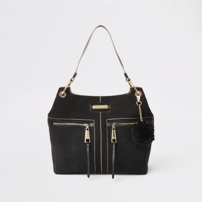 black and gold river island bag