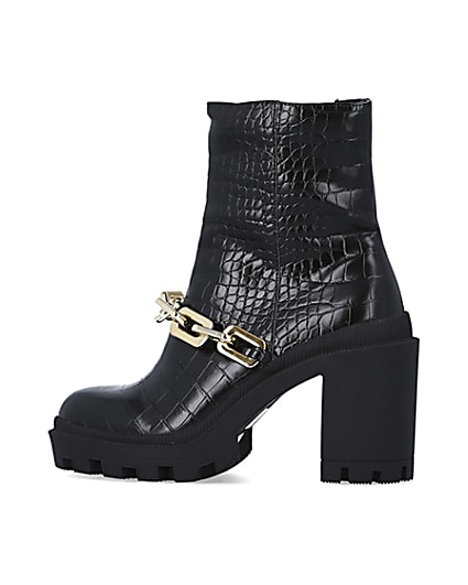 360 degree animation of product Black croc heeled ankle boots frame-4