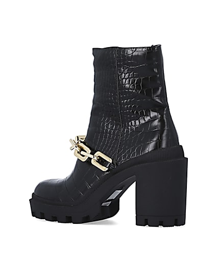 360 degree animation of product Black croc heeled ankle boots frame-5