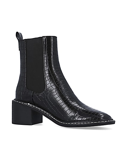 360 degree animation of product Black croc heeled chelsea boots frame-17