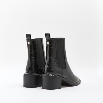 z_code_z exclusive nora vegan chunky chelsea boots in black croc