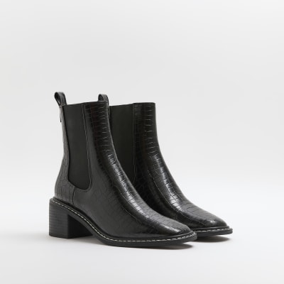 z_code_z exclusive nora vegan chunky chelsea boots in black croc