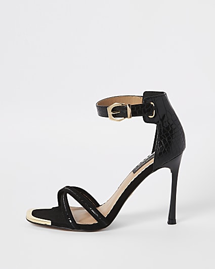 Black croc wide fit barely there sandals