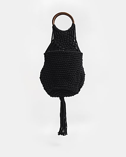 Black crochet bag