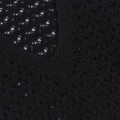 Black crochet long sleeve top