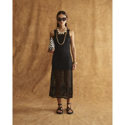 Black Crochet Maxi Dress