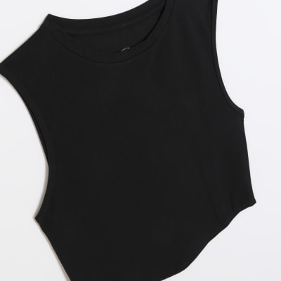 Black crop tank top