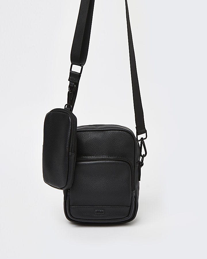 Black cross body bag with pouch