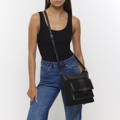 Black Ri Fold Over Cross Body Bag from River Island on 21 Buttons