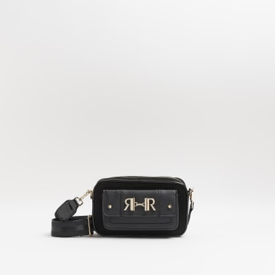 River Island Womens Black RI Strap Cross Body Bag