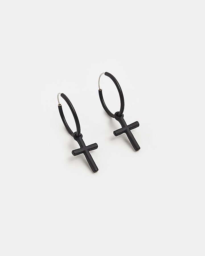 Black Cross Dangle Earrings