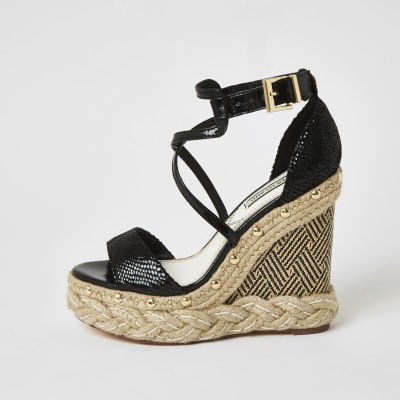 cross strap espadrille wedges