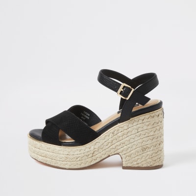 black espadrille wedges wide fit