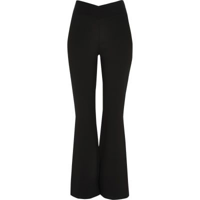 river island black flared trousers