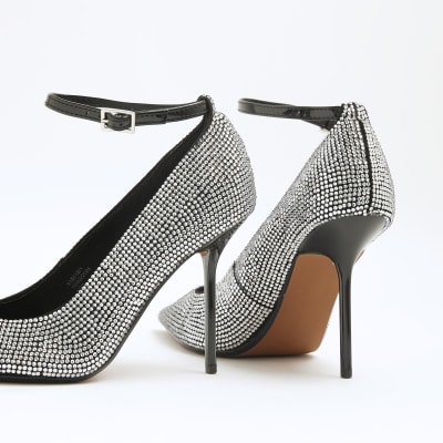 River Island Multi Coloured Court Shoes Black Crystal Point Court