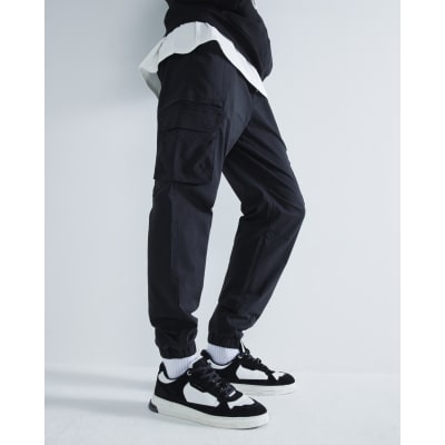 Black cuffed cargo shops trousers