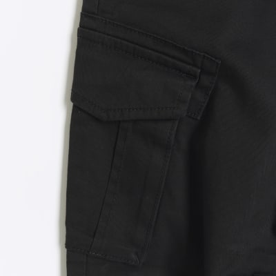 Black cuffed cargo Trousers River Island