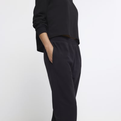Black cuffed hem joggers River Island