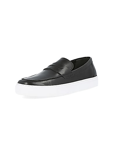 360 degree animation of product Black cupsole loafers frame-0