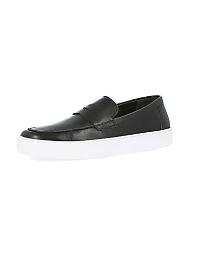 360 degree animation of product Black cupsole loafers frame-1