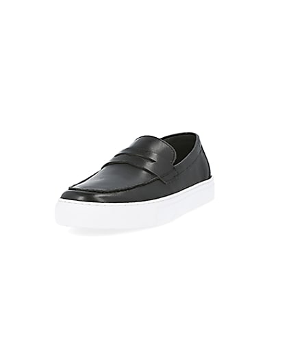 360 degree animation of product Black cupsole loafers frame-23