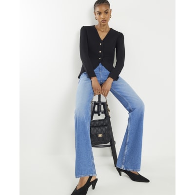 Black Curved Hem Cardigan