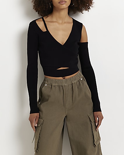Black cut out cropped top