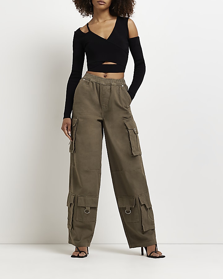 Black cut out cropped top | River Island