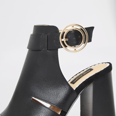 wide fit black open toe heels