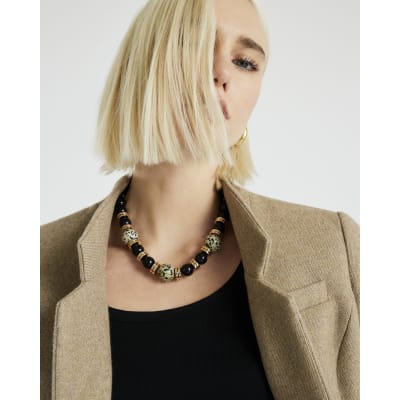 Black Dalmatian Beaded Necklace