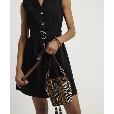 River island black denim dress sales