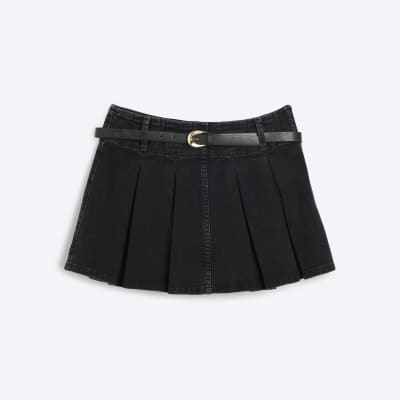 ★RAIVE★ Belted Pleats Mini Skirt in Black VW4AS32910 Belted Pleats Mini Skirt in Black VW4AS329-10 - 레이브