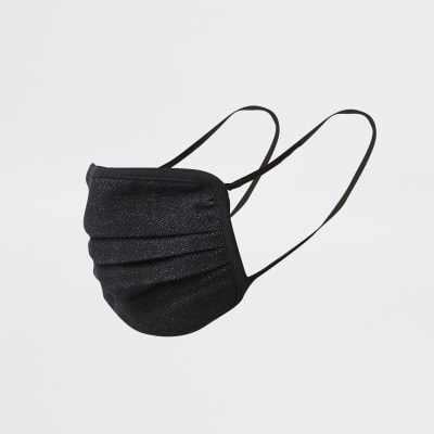 Black denim face covering