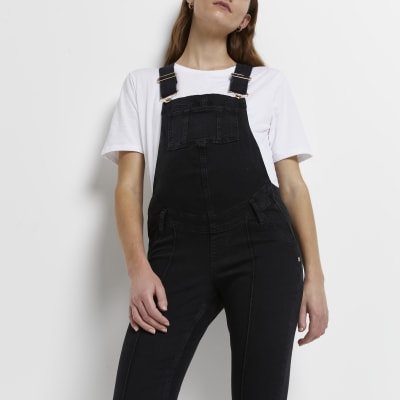 River island black dungaree 2024 dress