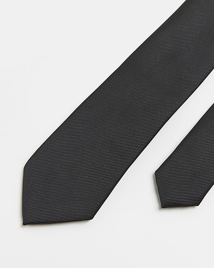 Black diagonal twill tie
