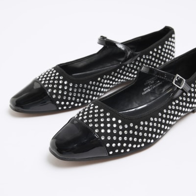 Black diamante ballet shoes