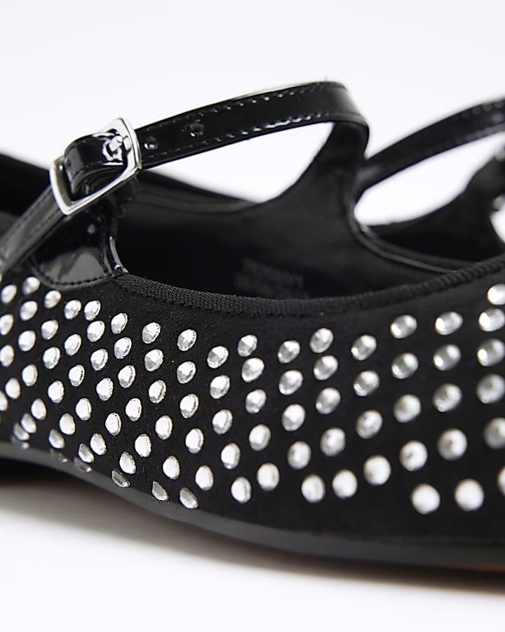 Black diamante ballet shoes